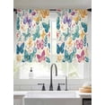 thumbnail image 3 of Spring Butterflies Semi Sheer Window Curtains 54 Inches Long, Summer Countryside Leaf Flowers Rod Pocket Voile Silky Chiffon Curtain Light Filtering Drapes for Living Room, Kitchen, 52"x54", 2 Panels, 3 of 9