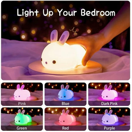 

Room Lighting Small Night Light Warm Light Style Multiple Color Remote Control Led Rabbit Silicone Night Light Night Light For Kids