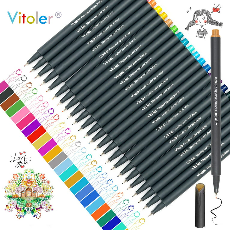 Vitoler 24 Colored Journaling Pens Fine Line Point Drawing Marker Pens for  Writing Journaling Planner Coloring Book Sketching Taking Note Calendar Art  Projects Office School Supplies (24 Colors)