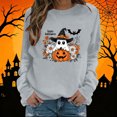 thumbnail image 2 of Women's Long Sleeve Crew Neck Sweatshirt Halloween Cute Ghost Pumpkin Graphic Relaxed Fit Casual Holiday Pullover Tops, 2 of 5