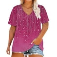thumbnail image 2 of Pink Womens Tops Plus Size V Neck T Shirts Short Sleeve Tops Casual Summer Tshirts Loose Fit Tee Shirts for Women, 2 of 4