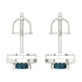 thumbnail image 4 of 1.18 ct Screw-Back Stud Earrings for Women | 5mm Round Cut Natural London Blue Topaz | 18K White Gold, 4 of 5