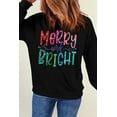 thumbnail image 7 of Women's Black Glittering Merry and Bright Christmas Graphic Pullover Sweatshirt - [ZhiHiMeRi] | (US 20-22)2XL, 7 of 7