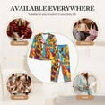 thumbnail image 7 of Picia Colorful Giraffes with Drinks Pattern Women’s Long-Sleeve Sleepwear Set - Soft 2-Piece Loungewear with Pockets, Comfy PJs for Relaxing Nights-Small, 7 of 7