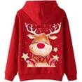 thumbnail image 3 of Sudaderas con capucha de gran tamaño para mujer, sudaderas con estampado de alces de Navidad de manga larga con bolsillo, Tops con cordón Fridja FKASFK5207, 3 of 4