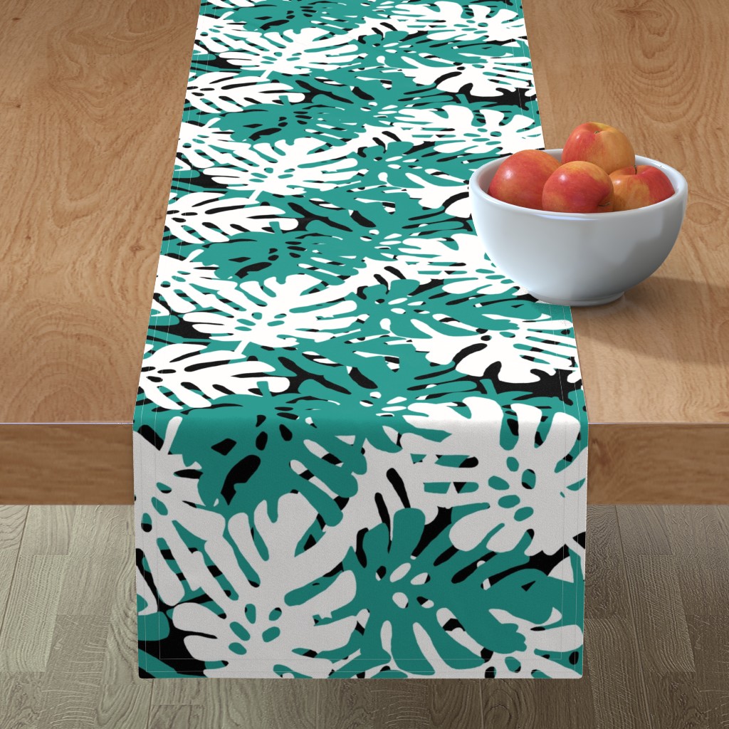 Table Runner Tropical Palm Tree Beach Coastal Ocean Cotton Sateen