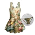 thumbnail image 6 of Tutolipy Vintage Floral Bunny Print Girls One Piece Swimsuit, Swim Dress Girls One Piece Bathing Suit with Skirt for Summer Vacation Beach Size 12-13 Years, 6 of 8
