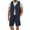 Navy, variant on qolati Mens Linen Sets 2 Piece Outfits Beach Button Down Sleeveless Tank Tops Shorts Matching Set Hippies Wedding Activewear Sets