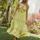 thumbnail image 1 of Vestido Largo Con Tirantes Vestido ajustado para mujer Cuello cuadrado Sin mangas Color sólido Sin espalda Traje de vacaciones Cgtredaw Amarillo S-Personalizado para Mujer, 1 of 1