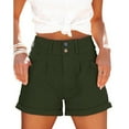 thumbnail image 1 of Pantalones cortos de verano para mujer, cintura alta, dobladillo enrollado, cierre de hebillas, pantalones cortos casuales con bolsillos laterales, 1 of 2