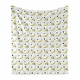 thumbnail image 1 of Bananas Soft Flannel Fleece Throw Blanket, Hand Drawn Doodle Style Peeled Banana and Heart Motifs Fruity, Cozy Plush for Indoor and Outdoor Use, 50" x 70", Mustard Charcoal Grey, by Ambesonne, 1 of 5