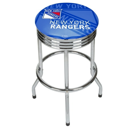 Nhl Chrome Ribbed Bar Stool New York Rangers