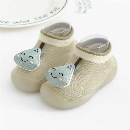 

Toddler Kids Baby Boys Girls Shoes First Walkers Cute Cartoon Antislip Shoes Socks Shoes Prewalker Sneaker Khaki 26