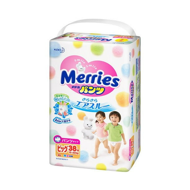 Japanese Diapers Pants Merries Xl (Extra Large) 1222 Kg. 38 Pieces