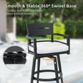 thumbnail image 4 of Noble House Modern Outdoor Aluminum Swivel Bar Chairs, with Durable Sunbrella Fabric Cushion, Ember Black, Set of 2, 4 of 10