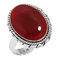 thumbnail image 1 of 925 Silver Ring For Women - Teens Red Garnet Quartz Stone Silver Ring Size 8.5 January Birthstone Hand Made Silver Ring Size 8.5 Gift For Mom On Halloween 925 Gemstone Silver Jewelry, 1 of 5