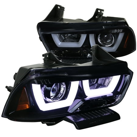 - Spec-D Tuning For 2011-2014 Dodge Charger Glossy Black Led Dual Halo Projector Headlights 2011 2012 2013 2014 (Left+Right)