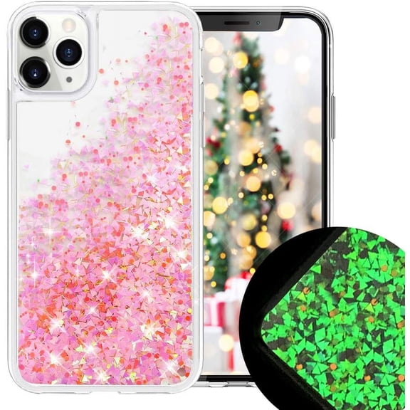 Cute Liquid Case for iPhone 11 Pro Max Moving Glitter Bling Flowing Quicksands Sparkle Funny Glow in the Dark Noctilucent Darkness Fluorescent Waterfall for Girls Women Case for iPhone 11 Pro Max