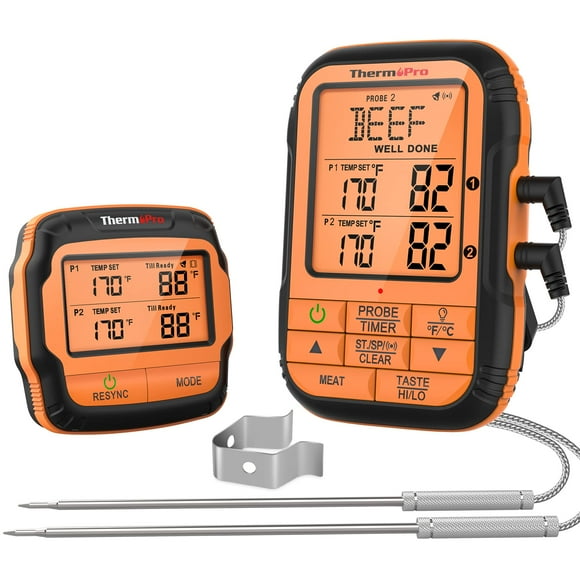 ThermoPro Meat Thermometer Wireless TP28 with Dual BBQ Probe, Grill Thermometer for Outside Grill, Meat Thermometer for Smoker Oven Grill, Digital Food Thermometer for Beef Turk