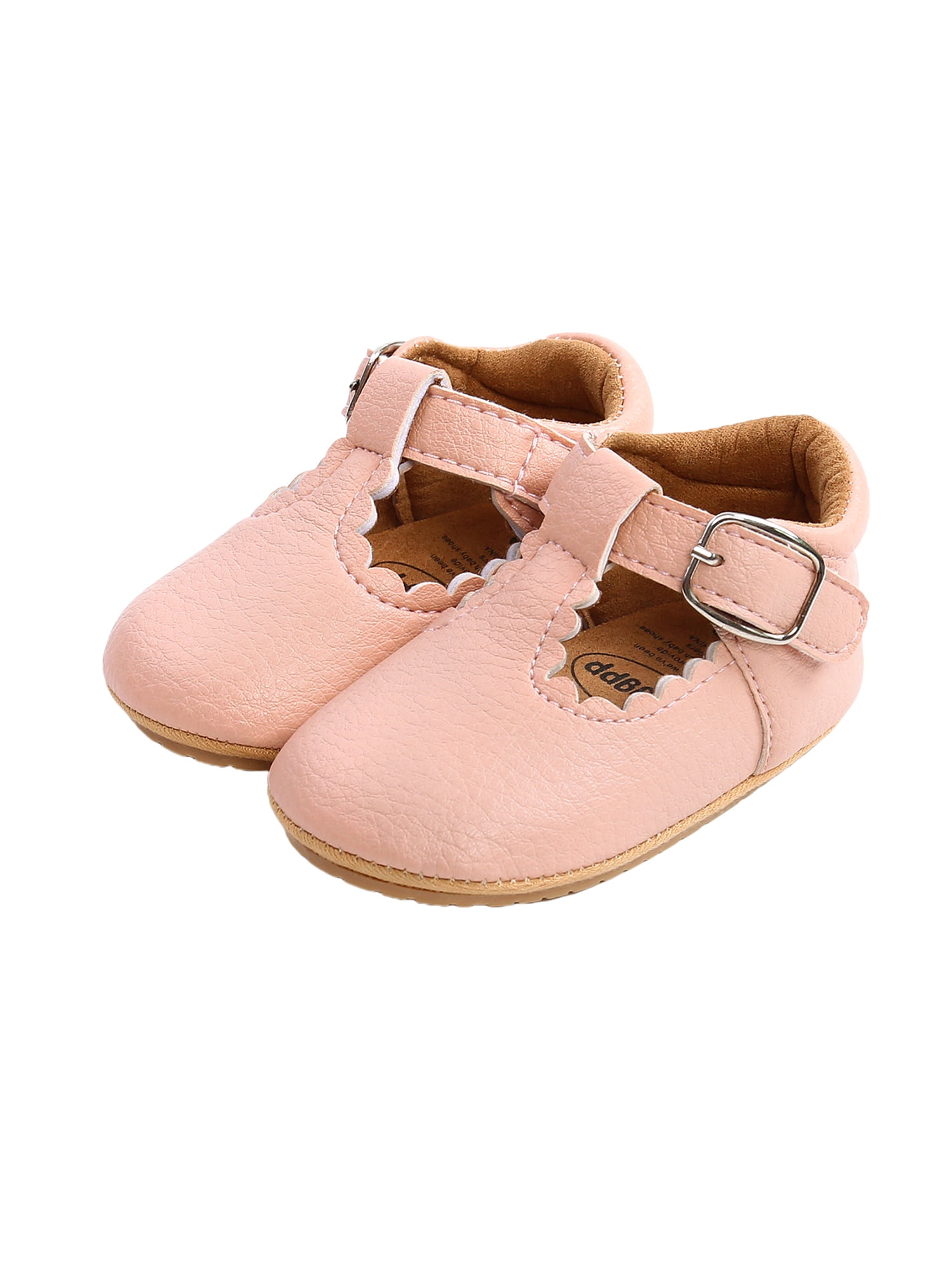 Baby Shower Gift Soft Sole Leather Baby Shoes Infant Toddler MaryjanePink 6-12M 