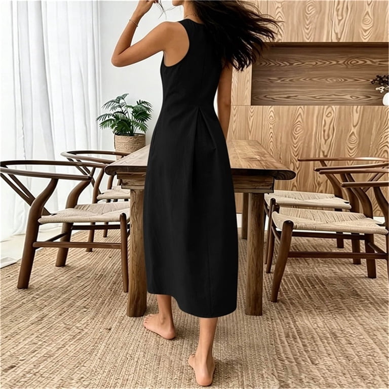 blue long sleeve formal dress Dark Linen Maxi from NikkaPlace Color:819black 7017blue The dress has a wk40 Women's Summer Maxi Dress,