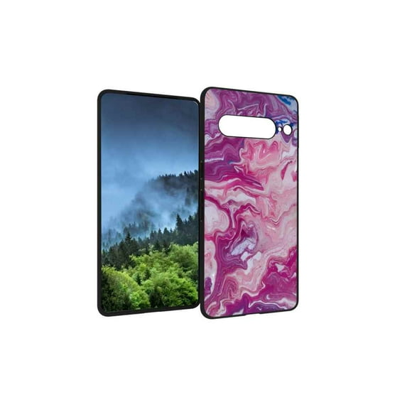 Compatible with Google Pixel 7 Pro Phone Case, Pink-Marble-5 Case Men Women, Flexible Silicone Shockproof Case for Google Pixel 7 Pro