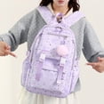 thumbnail image 3 of Aesthetic Backpack with Pendant, Star Print Laptop Backpack, Multi-layer Bookbag for Shopping Work (Purple), 3 of 8