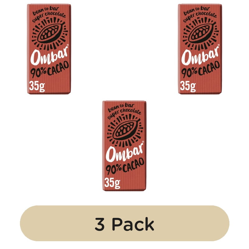 Ombar 90% Cacao Organic Vegan Fair Trade Dark Chocolate 35g, British Import (Pack of 3)