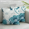 thumbnail image 3 of ARISTURING  Throw Pillow Cases Cozy Fleece Two-Tone Dahlia Floral Geometric Line Decorative Cushion Covers for Couch Bed Sofa Farmhouse Decoration Teal Grey, 3 of 5