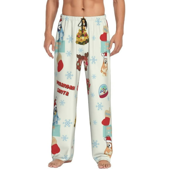 Silaia Bluey Print Mens Pajama Pants,Sleep & Lounge Pants, Men's Pajama Bottoms,PJ Bottoms with Pockets and Drawstring/Elastic Waist-