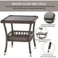 thumbnail image 6 of ZgoodZ Outdoor Side Table Patio Wicker Coffee Table Outdoor End Table Rattan Bistro Table with Storage & Black Glass Table Top Round for Outside Balcony Porch Backyard Deck，Espresso Brown, 6 of 8
