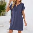 thumbnail image 4 of Levmjia Womens Short Sleeve Nightgown V Neck Lace Trim Solid Color Loose Mini Dress With Side Pockets Home Sleep Casual Lightweight Comfortable Daily Indoor Leisure Wear, 4 of 8