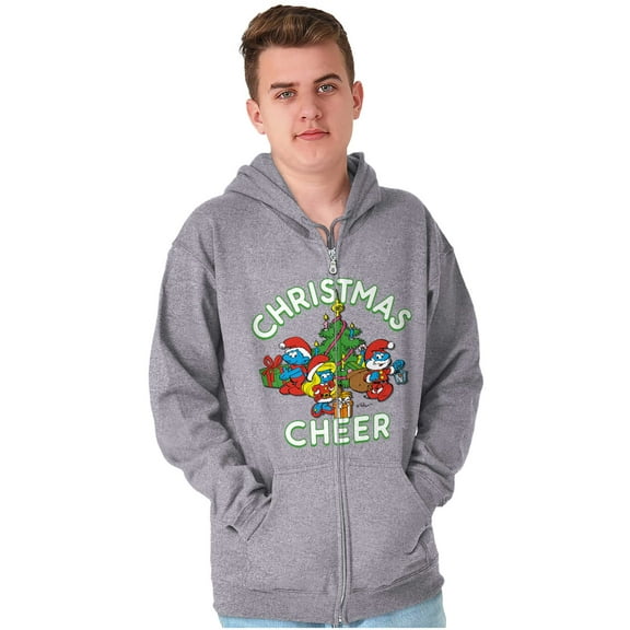 Smurfs Holiday Christmas Cheer Zip Up Hoodie Men's Women's Brisco Brands S