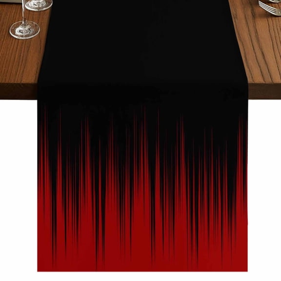 Table Runners 72 Inches Long Dress Scarves, Dark Red Black Ombre Farmhouse Kitchen/Dining Table Runner, Coffee Tablerunners, Modern Abstract Art Striped Gradient 16x72 Inch