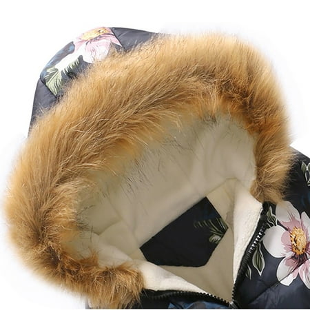 

Winter Floral Thick Warm Jacket Hooded Windproof Coat