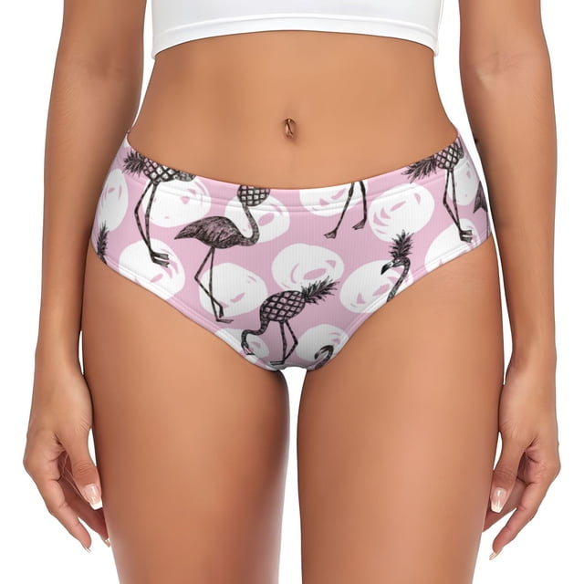 Fotbe Pineapple Flamingo Calzones Estampados para Mujer – Ropa Interior de Algodón, Cómoda, Suave y Elástica-X-Small