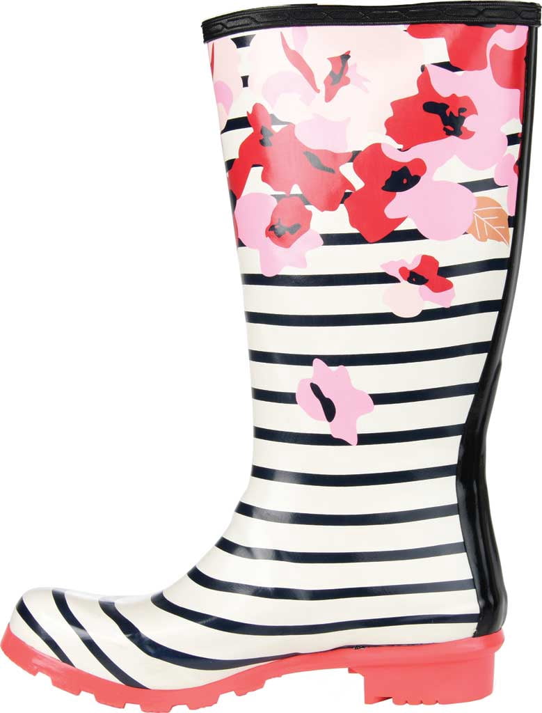 Women's Journee Collection Mist Mid Calf Rain Boot Stripe Rubber 9 M