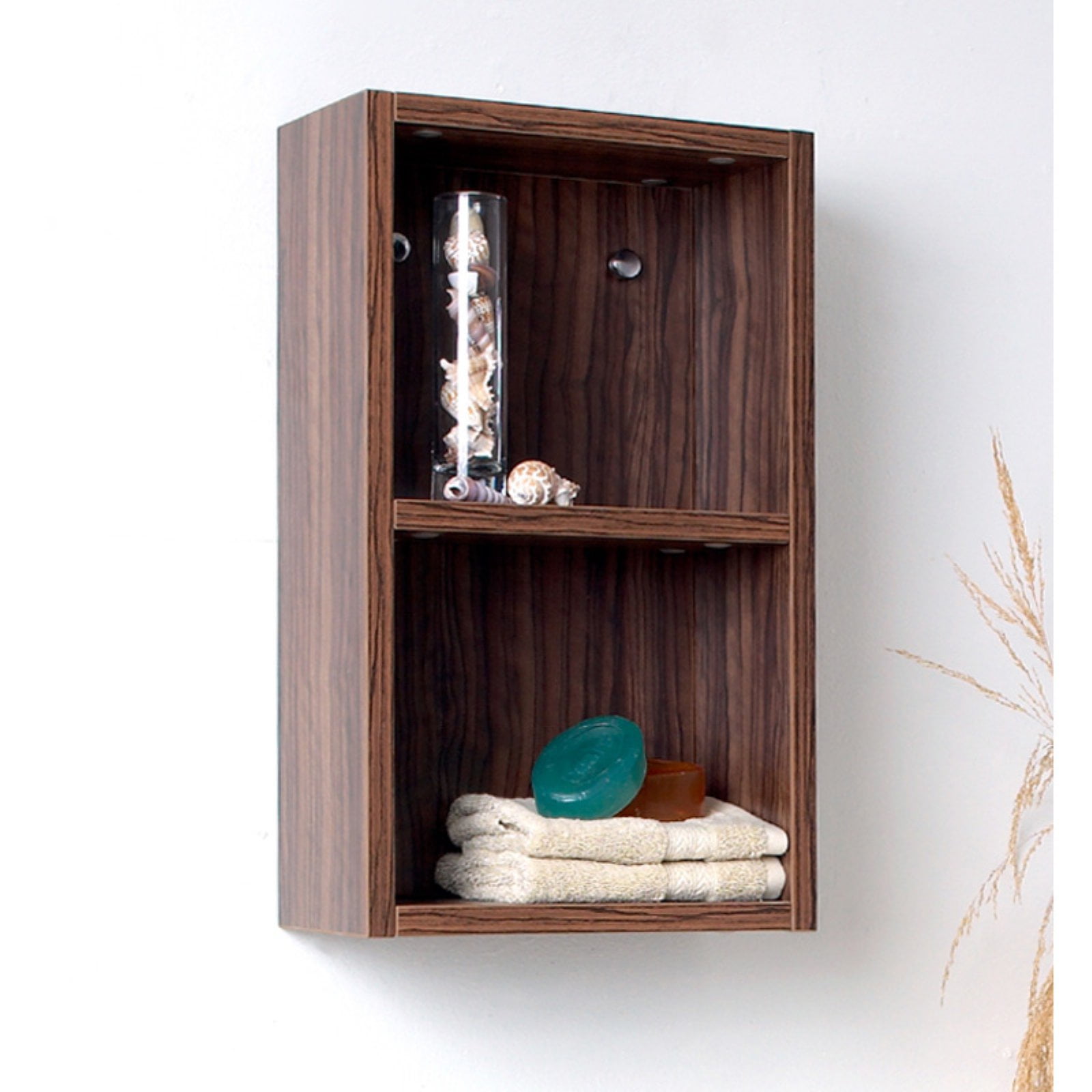 Fresca Walnut Bathroom Linen Side with Open Storage