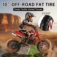 thumbnail image 3 of 49cc 2-Stroke Kids Dirt Bike, Gas Powered Mini Dirt Bike for Boys and Girls 5-13, Motorcycle with 25mph Max Speed, 2.5-10" Off Road Tires, Front and Rear Suspension & Dual Disc Brakes, Red, 3 of 8