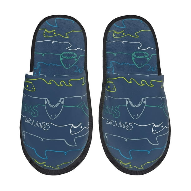 Fotbe Shark Pantuflas Peludas para Mujer con Estampado, Zapatillas de Peluche, Zapatos de Invierno para Casa, Uso Interior y Exterior-Large