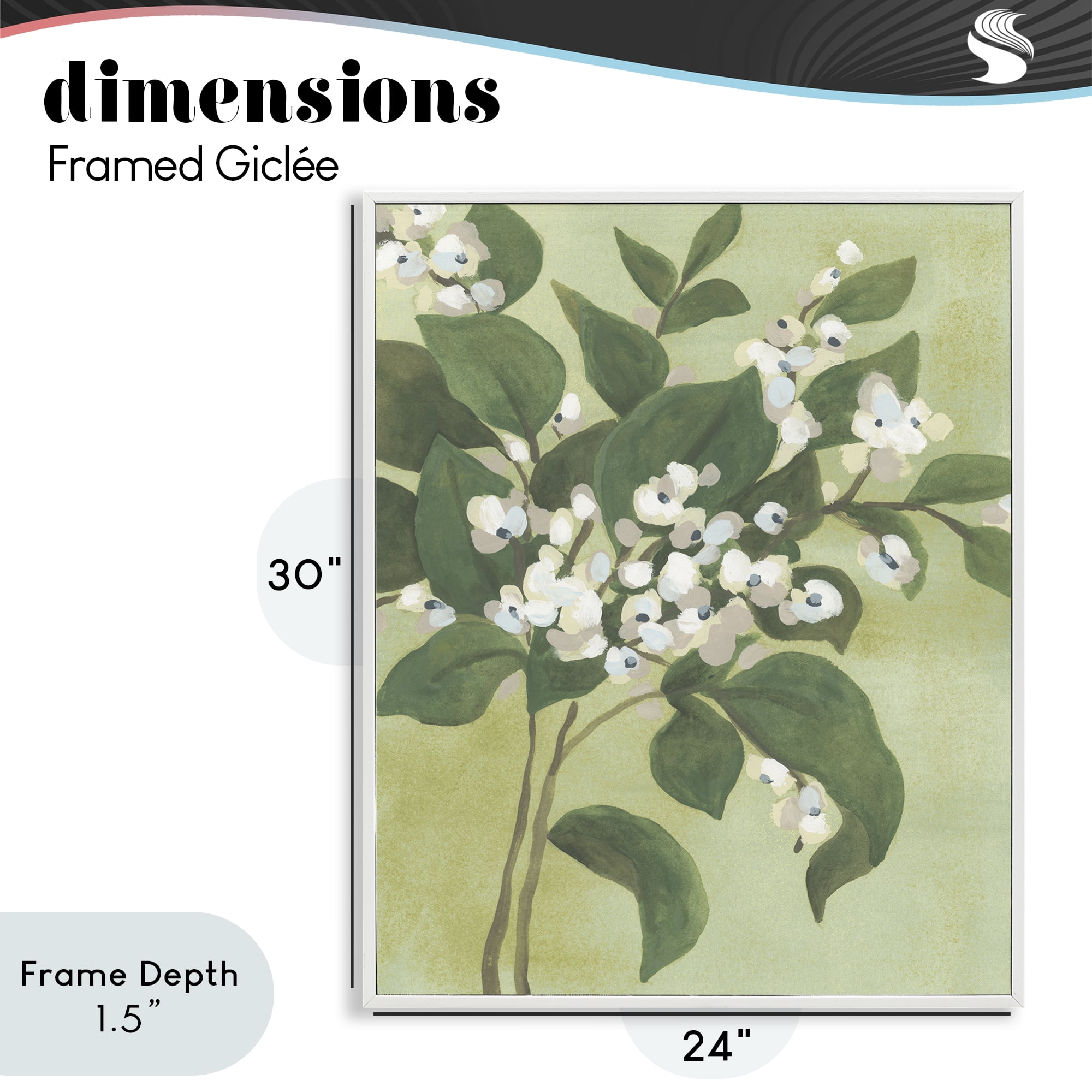 Stupell Industries Verdant Branch Blossoms White Framed Giclee Art, design by June Erica Vess