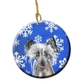 thumbnail image 1 of Chinese Crested Winter Snowflakes Ceramic Ornament, 2.81 Dia, 1 of 1