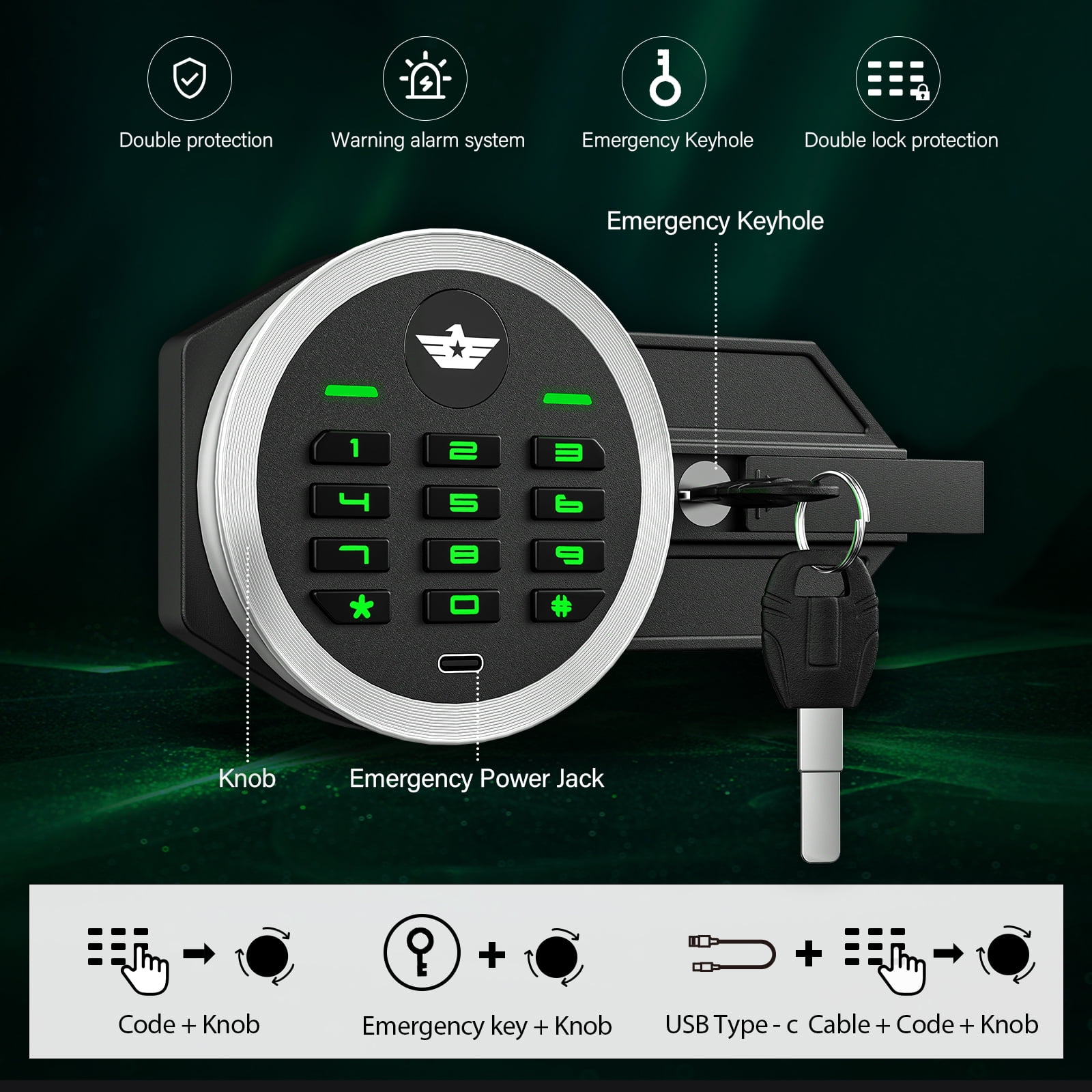 6-8 Large Gun Safe with Silent Mode, Unassembled Digital Gun Safe for Home Shotguns and Pistols, Gun Cabinet with 3 Magnetic Gun Slots and 3 Metal Storage Box