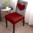 thumbnail image 2 of Valentine's Day Dining Chair Cover Set of 4, Mothers' Day Rose Petal Heart Vintage Wooden Board Plank Parsons Chair Slipcover Stretch Removable Chair Seat Protector Cover for Party Anniversary, 2 of 6