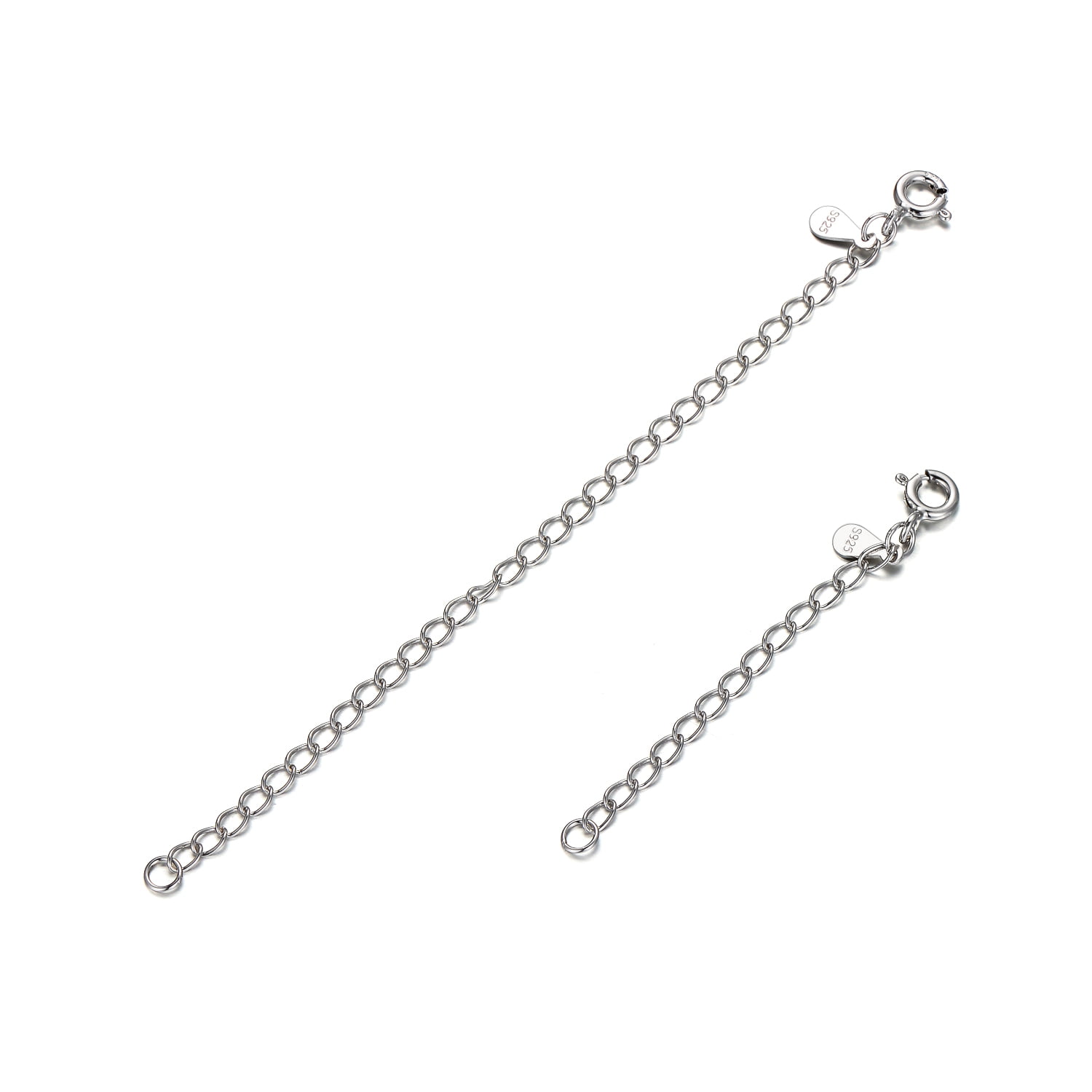 2 3 4 Silver Sterling Silver Necklace Bracelet Rolo Chain Extender 3pcs/Set