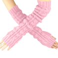 thumbnail image 2 of Bmisegm Winter Gloves Women Long Knitted Fingerless Wrist Warmers Textured Hand Mittens Cold Weather Arm Sleeves Pink, 2 of 5