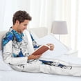 thumbnail image 6 of Kdxio Blue Flying Butterflies Men’s Pajama Set Pajamas For Men 2 Piece PJ Set with Men Pajama Pants and Long Sleeve T-Shirt Lounge Set-X-Large, 6 of 7