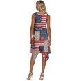 thumbnail image 2 of HELLHERO Patriotic Patchwork Print Asymmetric Hem Midi Dress for Party Holiday Party, Side Pockets Round Neck Ladies Irregular Hem Casual Dress, 2 of 8
