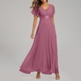 thumbnail image 4 of QUYUON Wedding Guest Dresses for Women Cocktail Dresses for Women Evening Party Elegant Formal Maxi Dress Summer Casual Backless V-Neck Short Sleeve A-Line Long Gown Style D-2677 Purple XL, 4 of 9