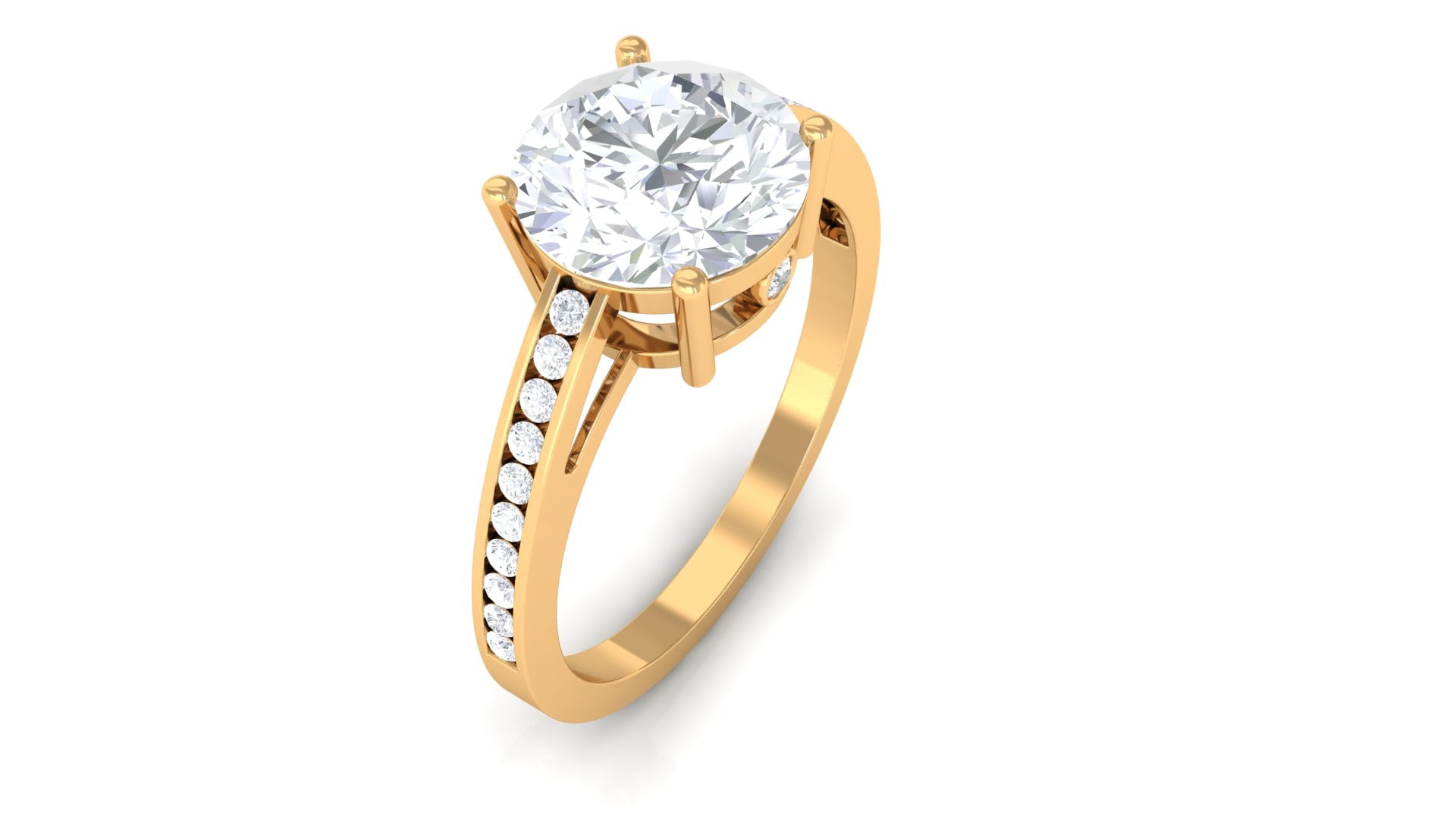14KT Yellow Gold D Color Round Shape 2.50Ct Solitaire Women's Anniversary Ring 